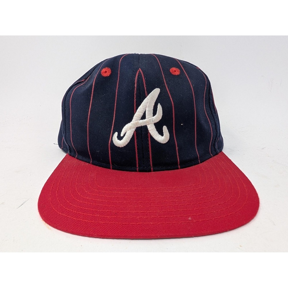 VINTAGE Atlanta Braves Hat Cap Snap Back One Size Blue Red MLB Baseball 90s
